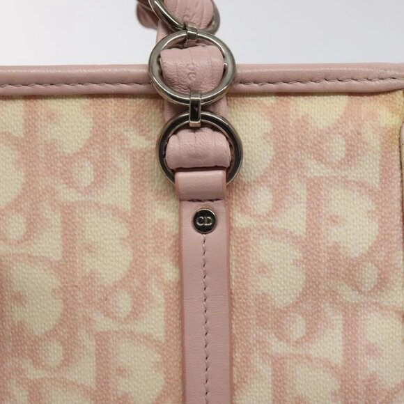 Christian Dior Trotter Canvas Romantic Chain Bag PVC Pink Silver Auth - Picture 12 of 16